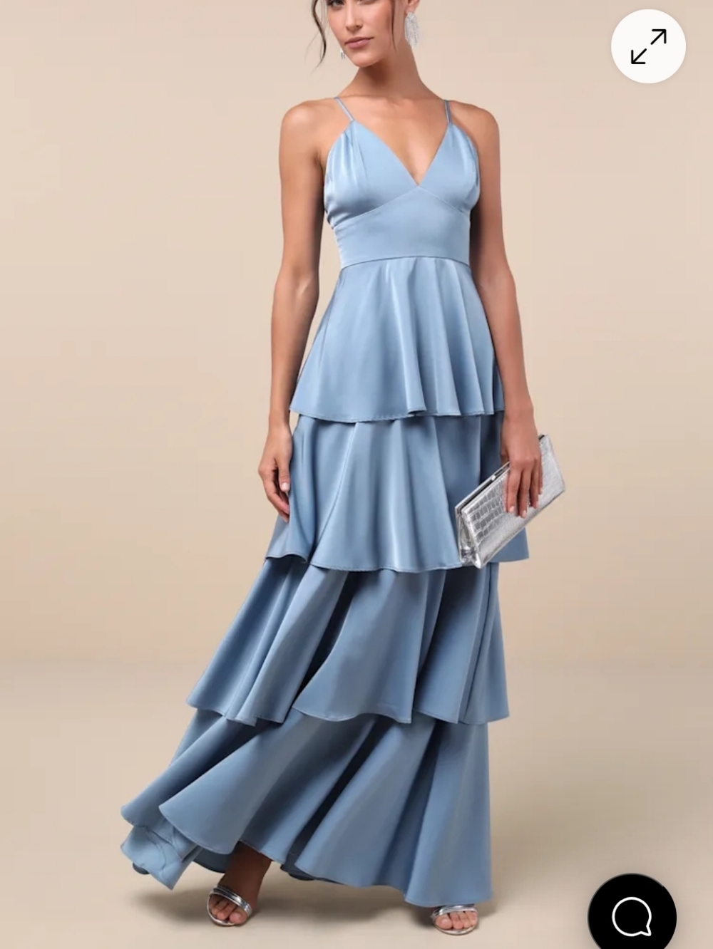 Lulus 'Going With Elegance' Satin Tiered Gown Size S